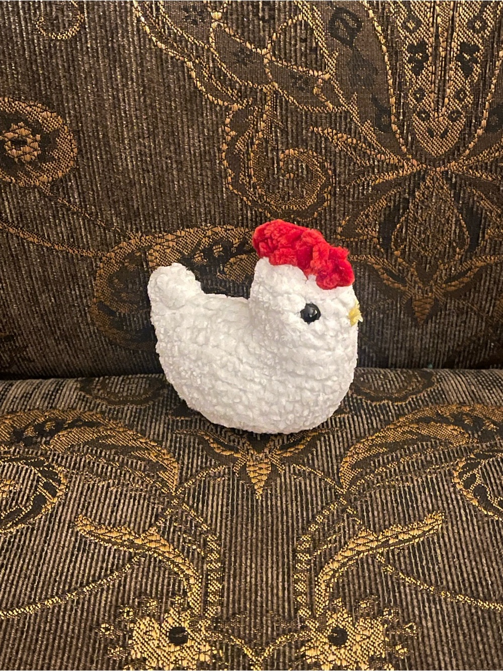 Handmade Plush White Chicken with Red Comb - Picture 3 of 4